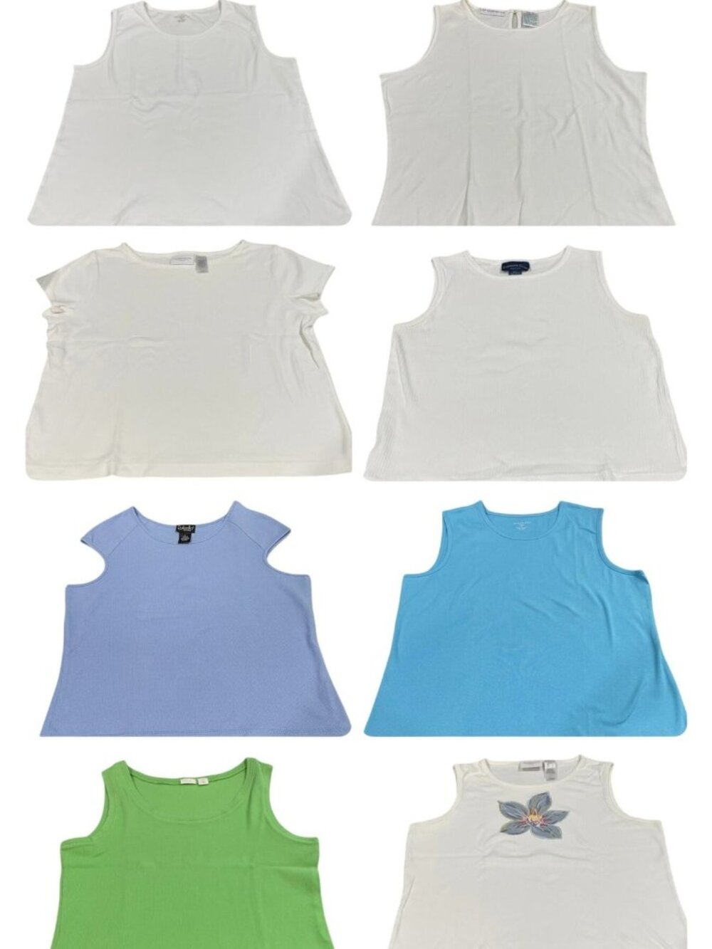 8 Rib Tank Top Lot PL White Blue Everyday Shirt Indie Minimalist Preppy Casual